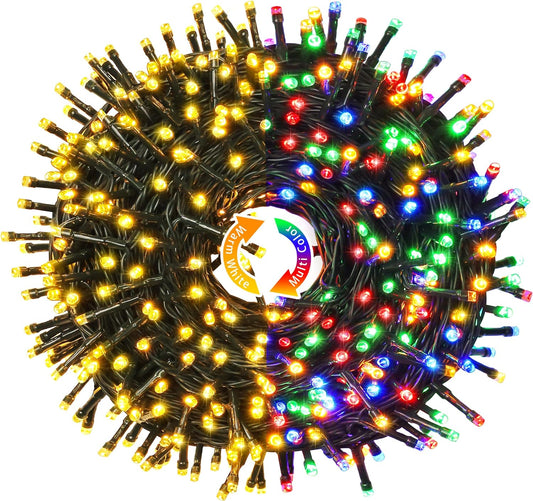 250 LED Warm White and Multicolor Christmas String Lights Indoor Outdoor Waterproof for Garden Patio Party Halloween Christmas Decorations